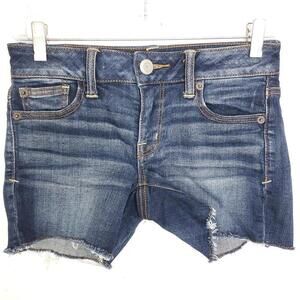 American Eagle Shorts Womens 0 Cutoff Raw Hem Super Stretch Mid Rise Y2K